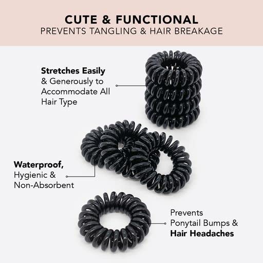 Kitsch Spiral Hair Ties for Women, Coil Hair Ties for Thick Hair, No Crease Hair Tie, Spiral Hair Ties No Damage, Hair Coils & Phone Cord Hair Ties for Thin Hair, Hair Ties Spiral, 8 pcs (Basics)