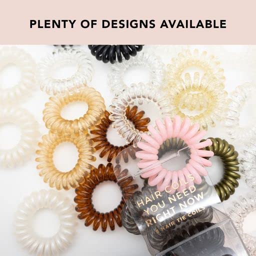 Kitsch Spiral Hair Ties for Women, Coil Hair Ties for Thick Hair, No Crease Hair Tie, Spiral Hair Ties No Damage, Hair Coils & Phone Cord Hair Ties for Thin Hair, Hair Ties Spiral, 8 pcs (Basics)