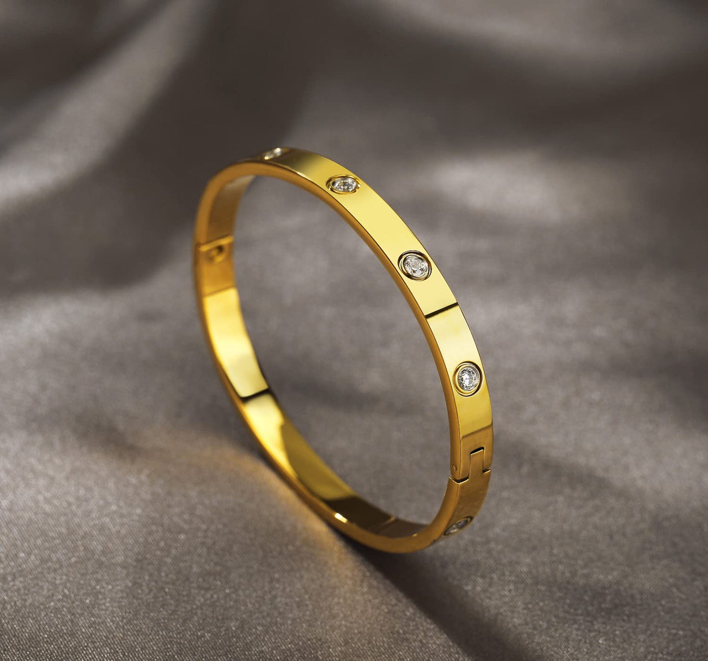 A D. ALLEN & DANMI. 18 K Gold Plated Love Bangle Bracelet Set Flexible Wide Wristband Bangle Bangle Set for Love