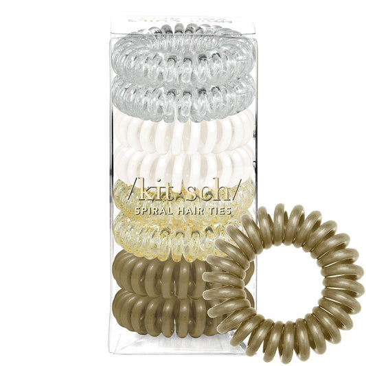 Kitsch Spiral Hair Ties for Women, Coil Hair Ties for Thick Hair, No Crease Hair Tie, Spiral Hair Ties No Damage, Hair Coils & Phone Cord Hair Ties for Thin Hair, Hair Ties Spiral, 8 pcs (Basics)