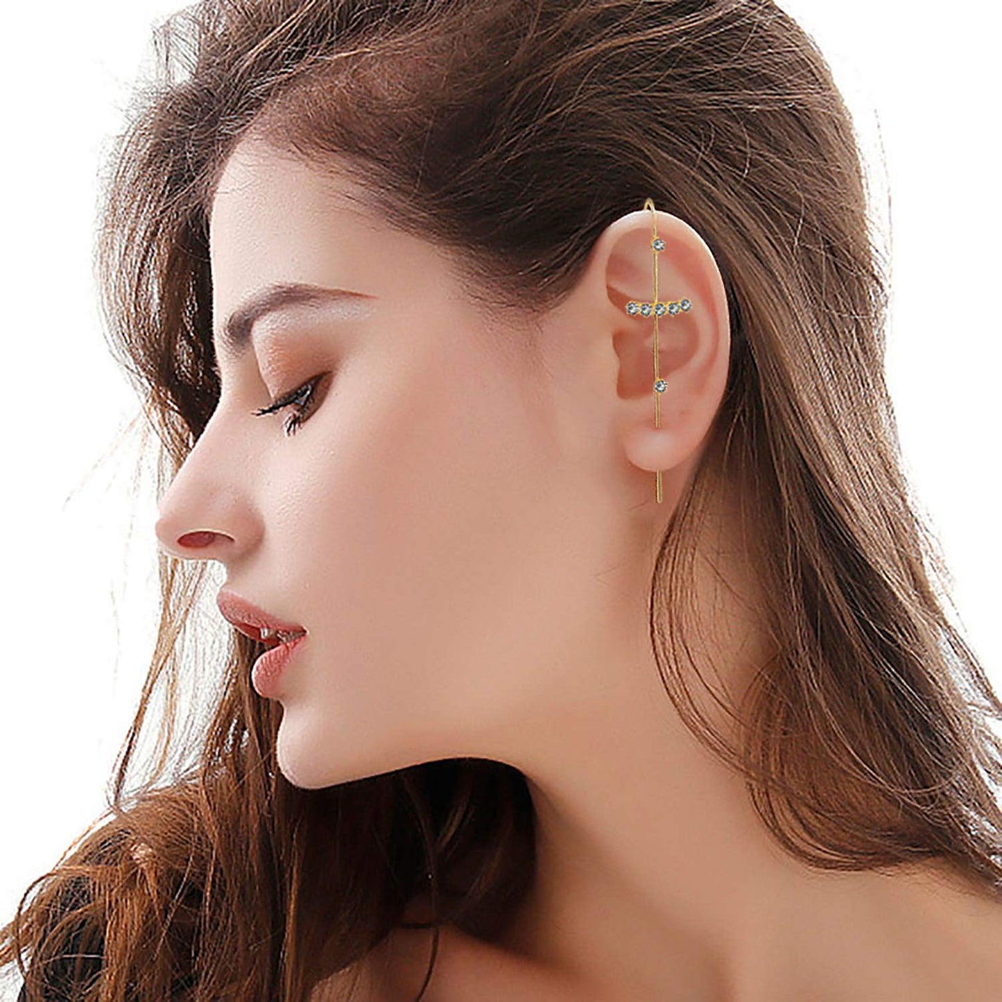 Ear Cuff Crawler Earrings for Women Helix Hook Earrings Wrap Snowflake Rhinestone Lightning Bolt Piercing Jewelry Trendy