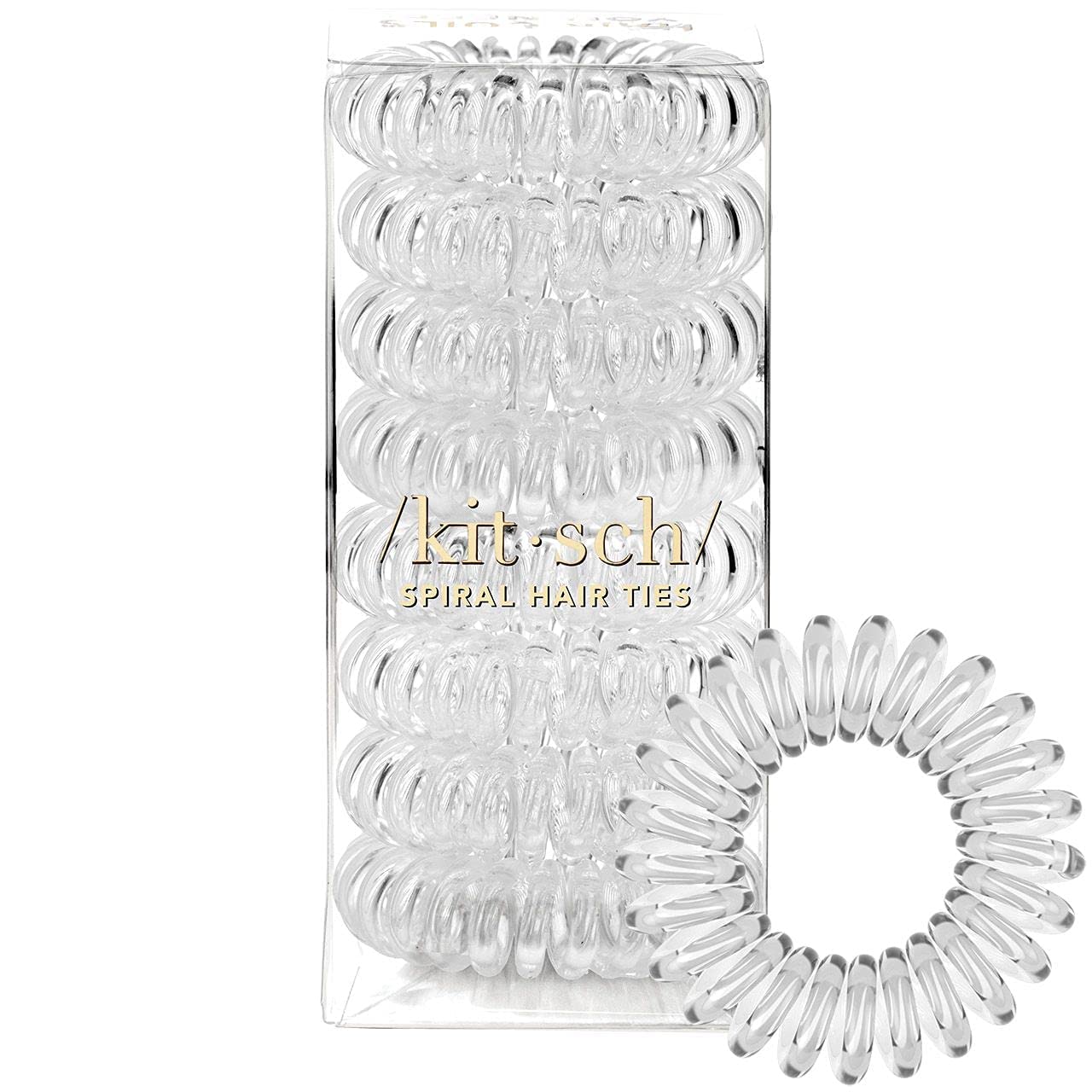 Kitsch Spiral Hair Ties for Women, Coil Hair Ties for Thick Hair, No Crease Hair Tie, Spiral Hair Ties No Damage, Hair Coils & Phone Cord Hair Ties for Thin Hair, Hair Ties Spiral, 8 pcs (Basics)
