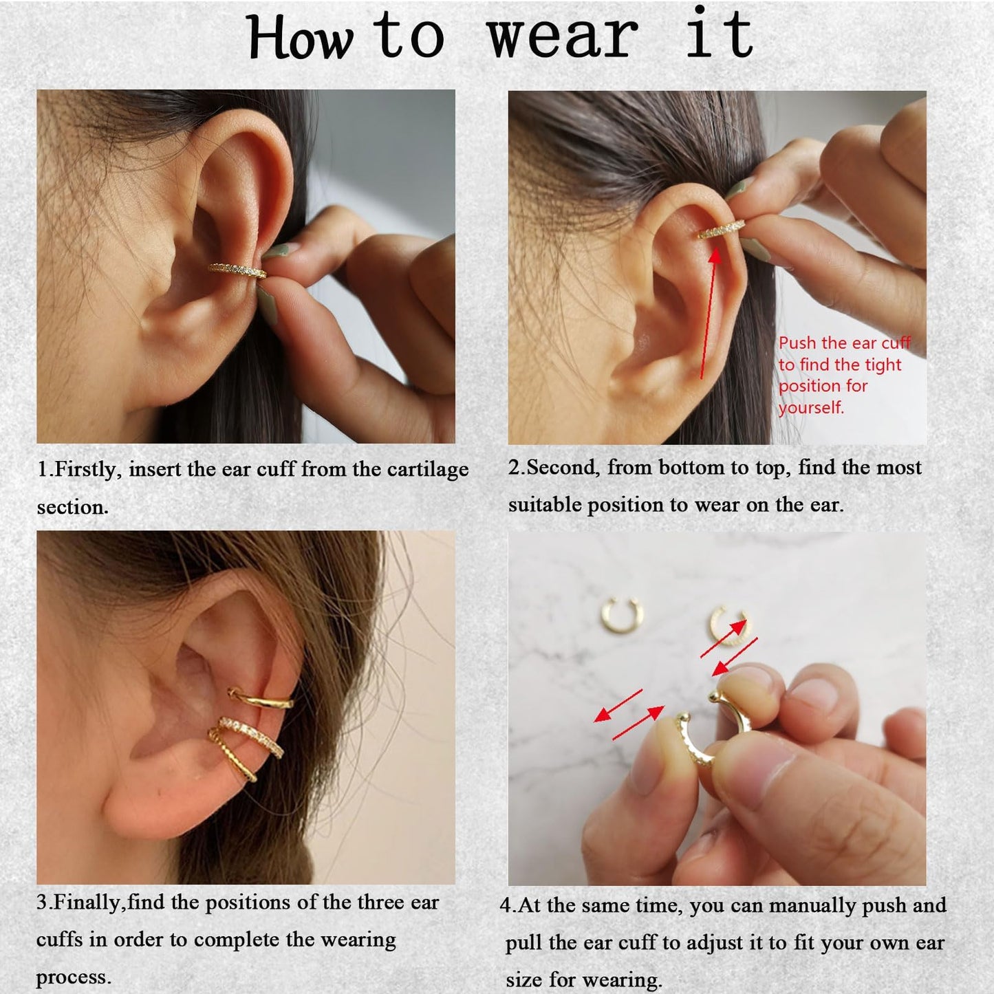 Ear Cuff Crawler Earrings for Women Helix Hook Earrings Wrap Snowflake Rhinestone Lightning Bolt Piercing Jewelry Trendy