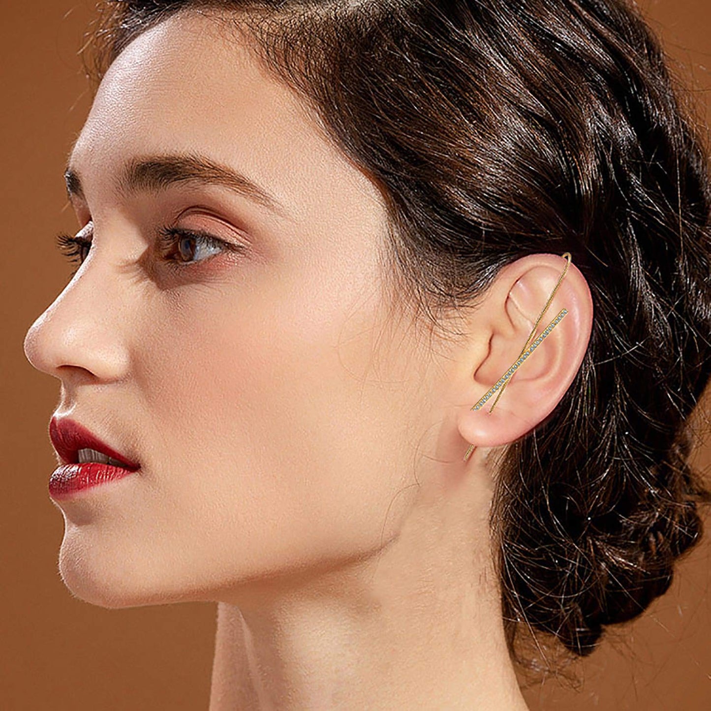 Ear Cuff Crawler Earrings for Women Helix Hook Earrings Wrap Snowflake Rhinestone Lightning Bolt Piercing Jewelry Trendy
